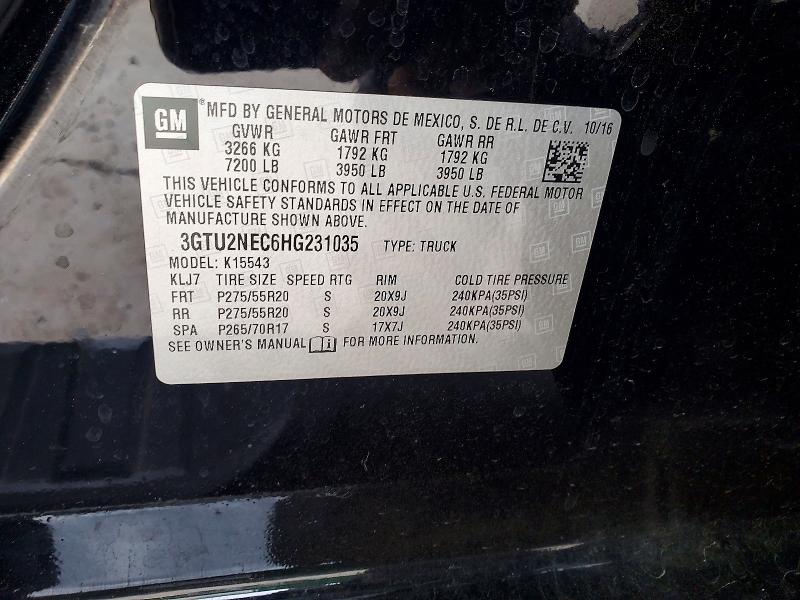 58929216 :رقم المزاد ، 3GTU2NEC6HG231035 vin ، 2017 Gmc Sierra مزاد بيع