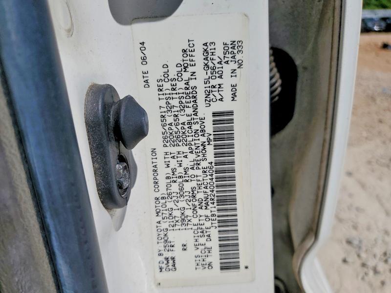 2004 Toyota 4runner მანქანა იყიდება აუქციონზე, vin: JTEBT14R240044064, აუქციონის ნომერი: 56070406
