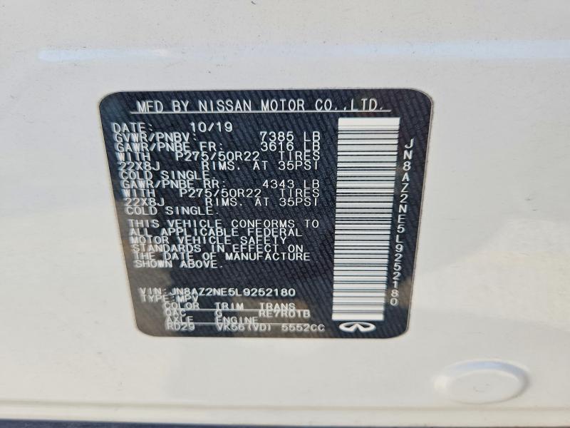 Aukcja sprzedaży 2020 Infiniti Qx80, vin: JN8AZ2NE5L9252180, numer aukcji: 55563496