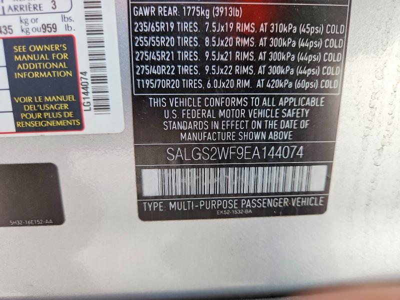 55693476 :رقم المزاد ، SALGS2WF9EA144074 vin ، 2014 Land Rover Range Rover مزاد بيع