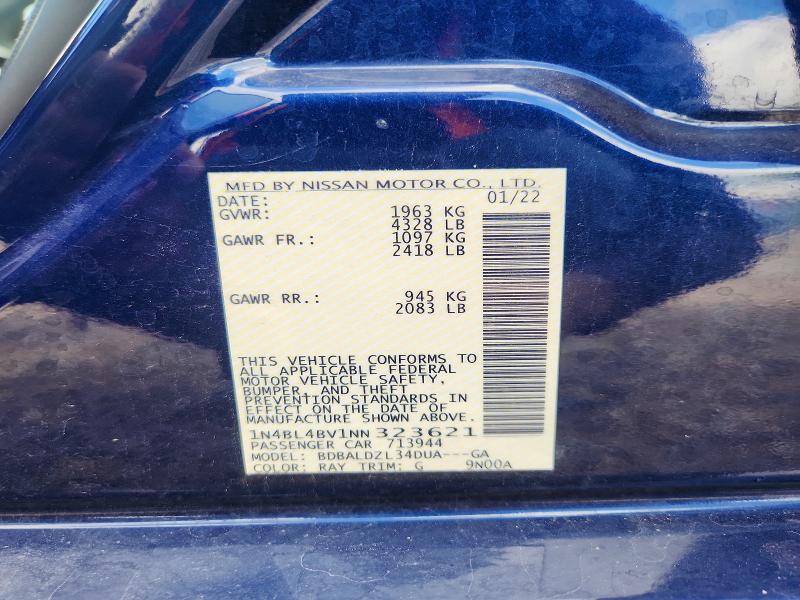 Продаж на аукціоні авто 2022 Nissan Altima, vin: 1N4BL4BV1NN323621, номер лоту: 56817286