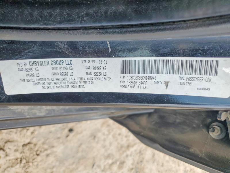58044806 :رقم المزاد ، 1C3CDZCB6CN148040 vin ، 2012 Dodge Avenger مزاد بيع