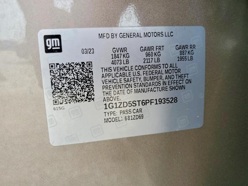 2023 Chevrolet Malibu მანქანა იყიდება აუქციონზე, vin: 1G1ZD5ST6PF193528, აუქციონის ნომერი: 58473866
