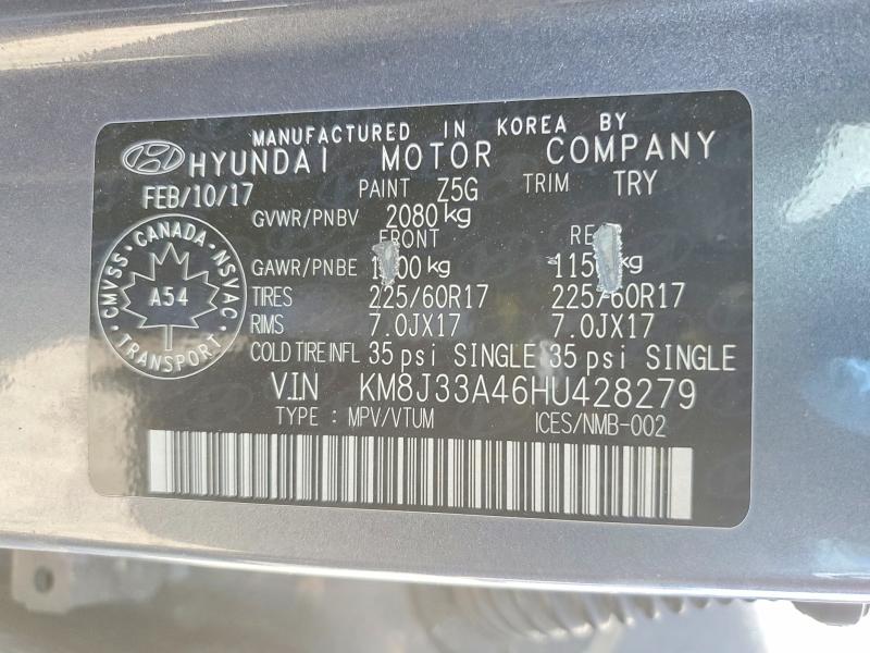 Auction sale of the 2017 Hyundai Tucson, vin: KM8J33A46HU428279, lot number: 55452306