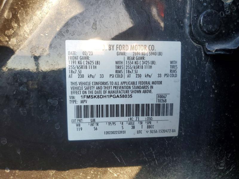 Aukcja sprzedaży 2023 Ford Explorer, vin: 1FMSK8DH1PGA58035, numer aukcji: 56329956