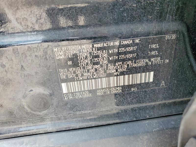 2020 Toyota Rav4 მანქანა იყიდება აუქციონზე, vin: 2T3W1RFV3LW070607, აუქციონის ნომერი: 57179566