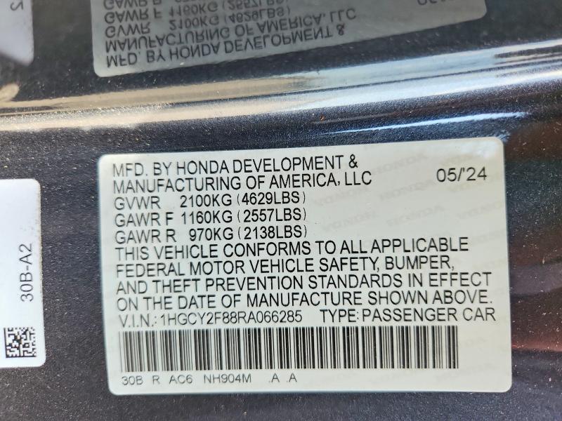 Продажа на аукционе авто 2024 Honda Accord, vin: 1HGCY2F88RA066285, номер лота: 57048466