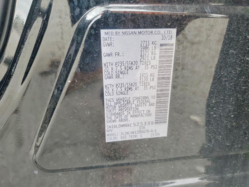 Продажа на аукционе авто 2019 Infiniti Qx60, vin: 5N1DL0MM6KC525339, номер лота: 56075496