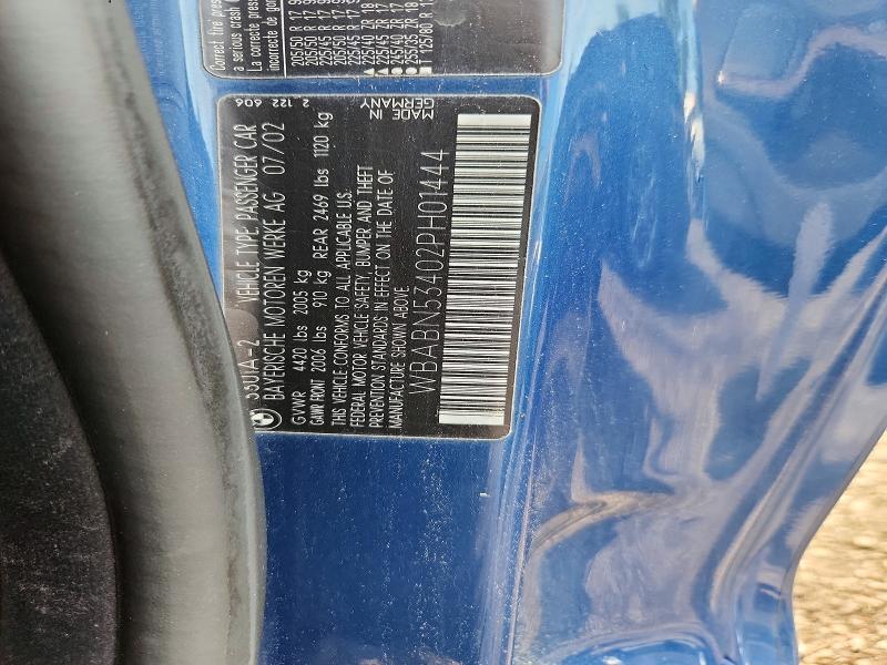 58529156 :رقم المزاد ، WBABN53402PH01444 vin ، 2002 Bmw 330 مزاد بيع