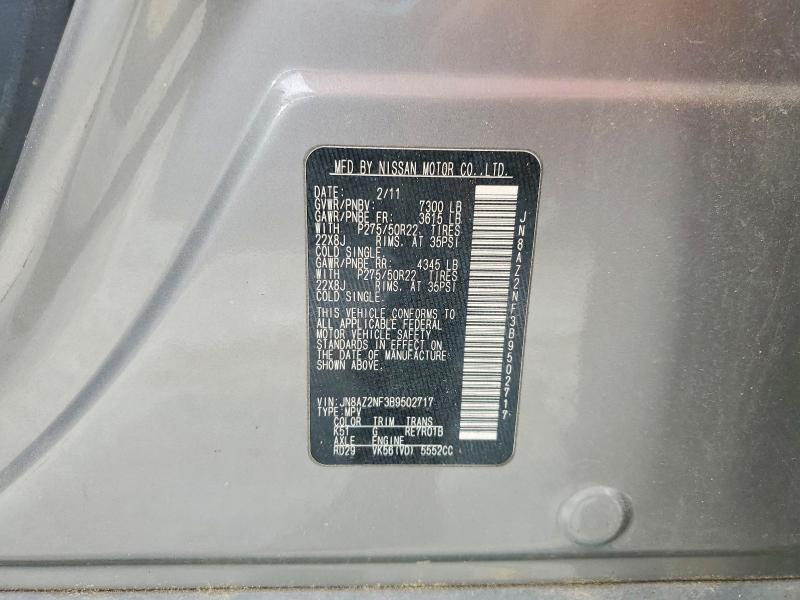 Aukcja sprzedaży 2011 Infiniti Qx56, vin: JN8AZ2NF3B9502717, numer aukcji: 57834556