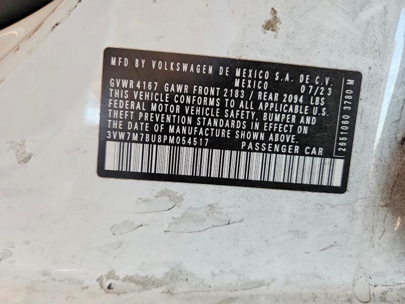 2023 Volkswagen Jetta მანქანა იყიდება აუქციონზე, vin: 3VW7M7BU8PM054517, აუქციონის ნომერი: 85452105
