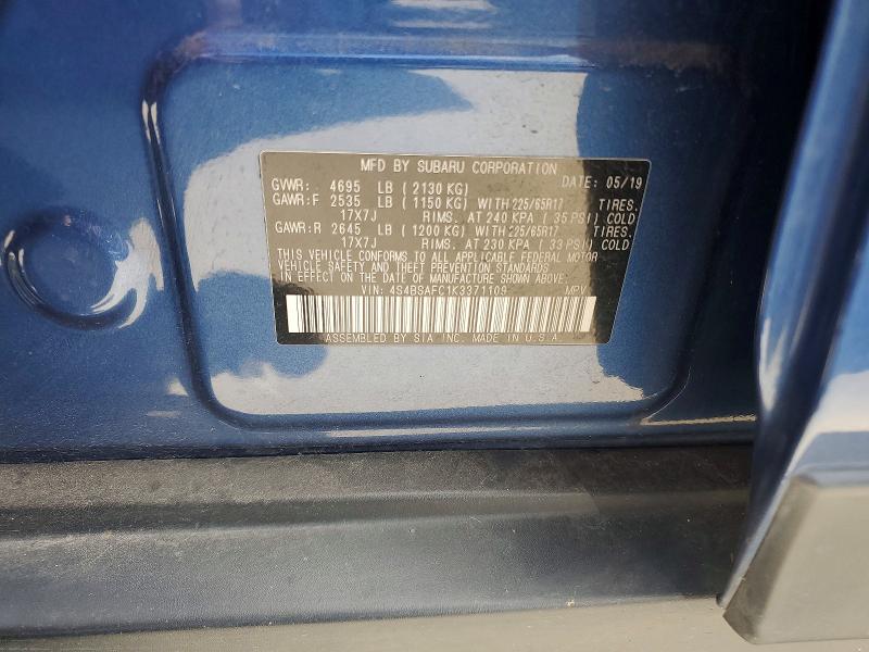 56461876 :رقم المزاد ، 4S4BSAFC1K3371109 vin ، 2019 Subaru Outback مزاد بيع