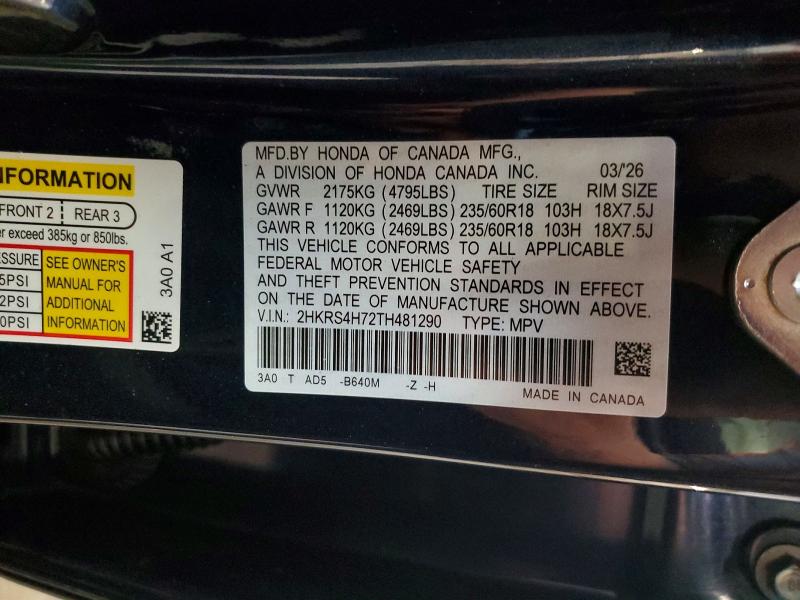 Продаж на аукціоні авто 2026 Honda Cr-v, vin: 2HKRS4H72TH481290, номер лоту: 56324916