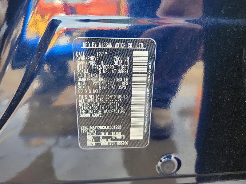 Auction sale of the 2018 Nissan Armada, vin: JN8AY2NC9JX501235, lot number: 57600756