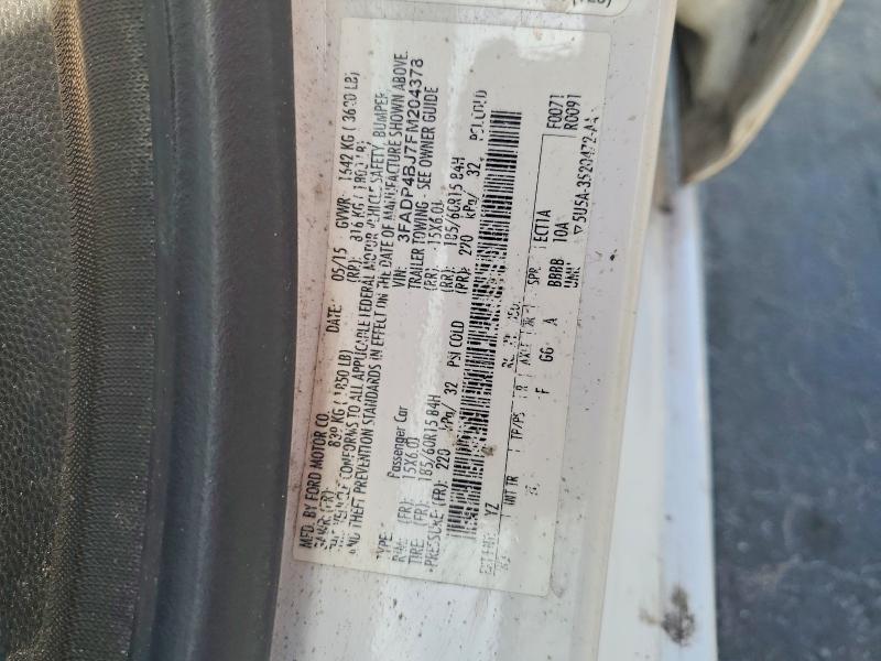 2015 Ford Fiesta მანქანა იყიდება აუქციონზე, vin: 3FADP4BJ7FM204378, აუქციონის ნომერი: 50253566