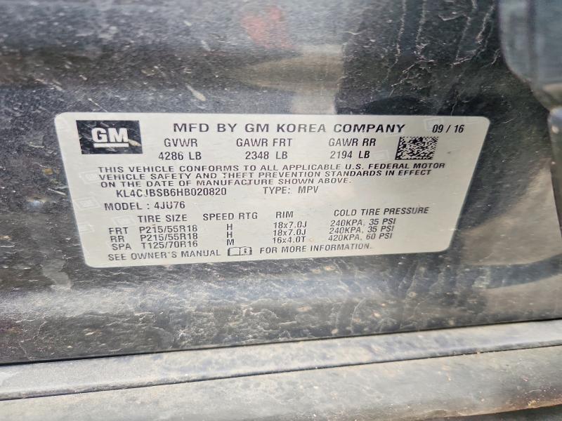 56130226 :رقم المزاد ، KL4CJBSB6HB020820 vin ، 2017 Buick Encore مزاد بيع