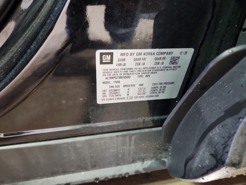 Продажа на аукционе авто 2021 Chevrolet Trailblazer, vin: KL79MPS27MB105693, номер лота: 57939026