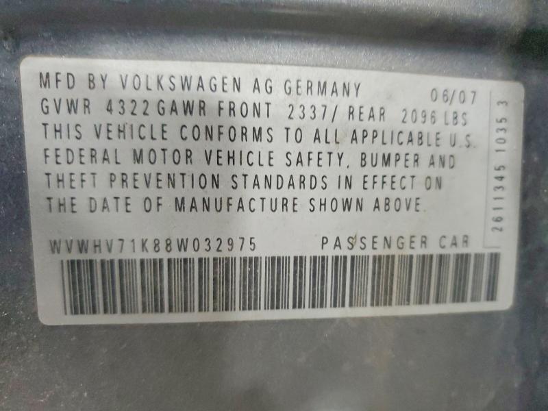56600536 :رقم المزاد ، WVWHV71K88W032975 vin ، 2008 Volkswagen Gti مزاد بيع