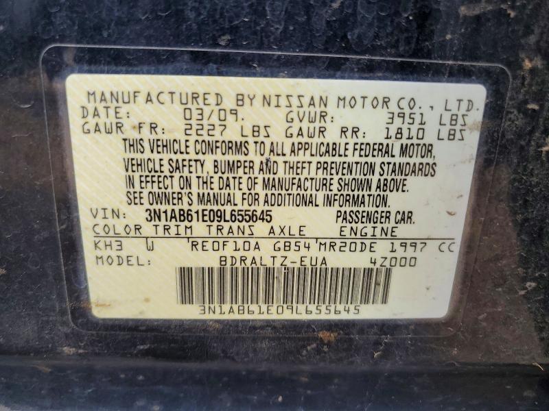 Продаж на аукціоні авто 2009 Nissan Sentra, vin: 3N1AB61E09L655645, номер лоту: 59079816