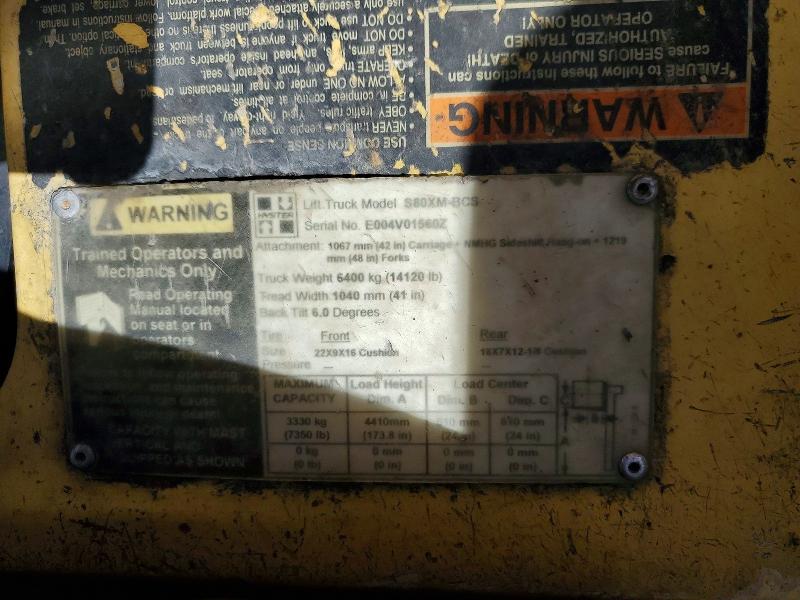 55065996 :رقم المزاد ، E004V01560Z vin ، 2002 Hyster Unknown مزاد بيع
