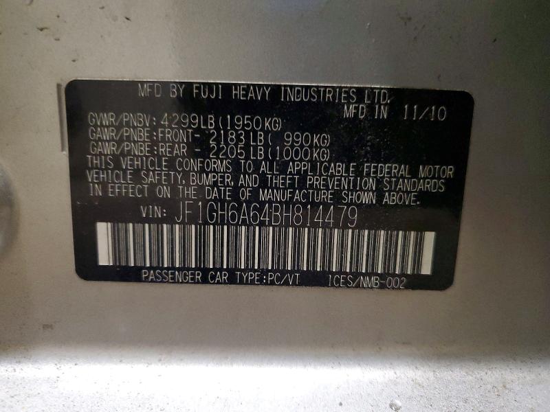 Aukcja sprzedaży 2011 Subaru Impreza, vin: JF1GH6A64BH814479, numer aukcji: 58523236