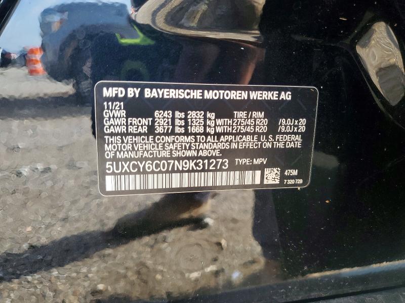 57941796 :رقم المزاد ، 5UXCY6C07N9K31273 vin ، 2022 Bmw X6 مزاد بيع