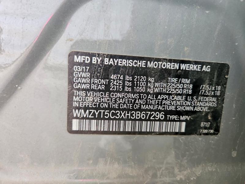 56460026 :رقم المزاد ، WMZYT5C3XH3B67296 vin ، 2017 Mini Cooper مزاد بيع