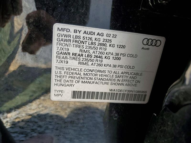 Aukcja sprzedaży 2022 Audi Q3, vin: WA1DECF39N1085955, numer aukcji: 56625066