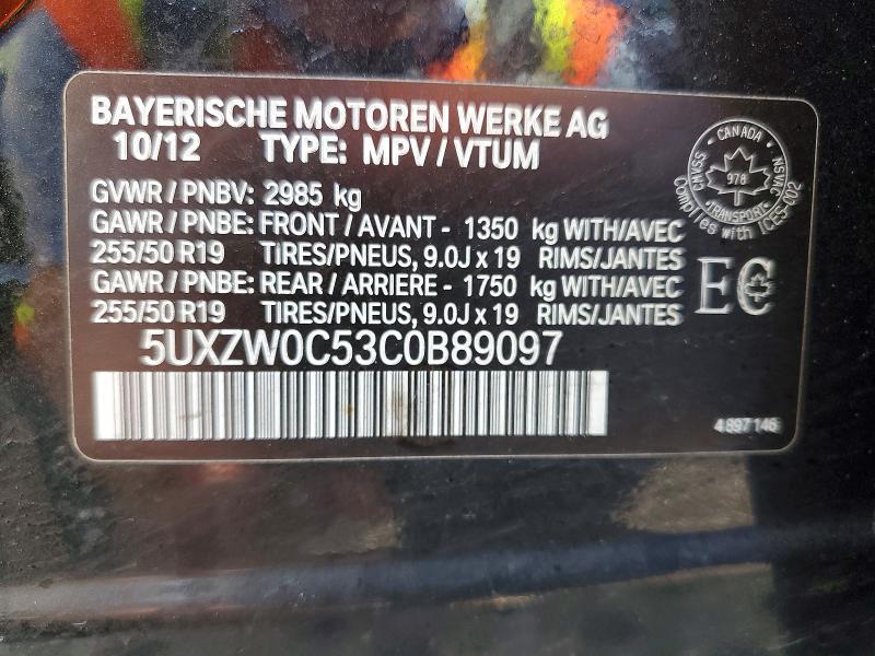 Aukcja sprzedaży 2012 Bmw X5, vin: 5UXZW0C53C0B89097, numer aukcji: 56949256