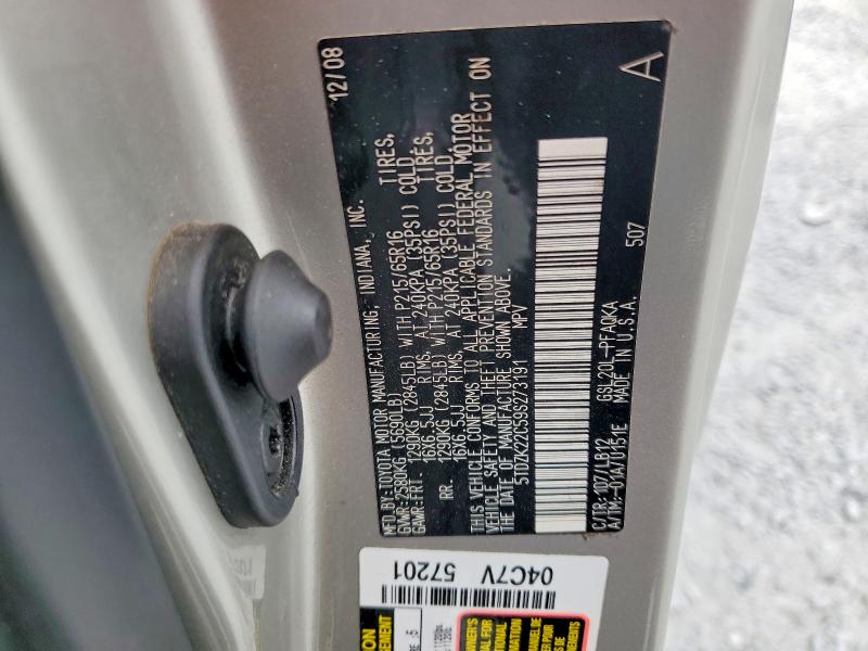 Aukcja sprzedaży 2009 Toyota Sienna, vin: 5TDZK22C59S273191, numer aukcji: 56890726