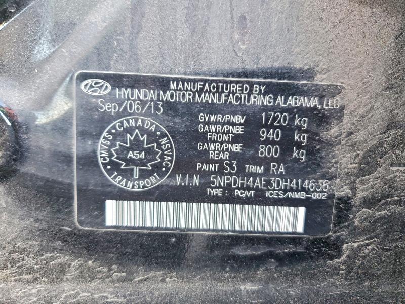 Продажа на аукционе авто 2013 Hyundai Elantra, vin: 5NPDH4AE3DH414636, номер лота: 56240576