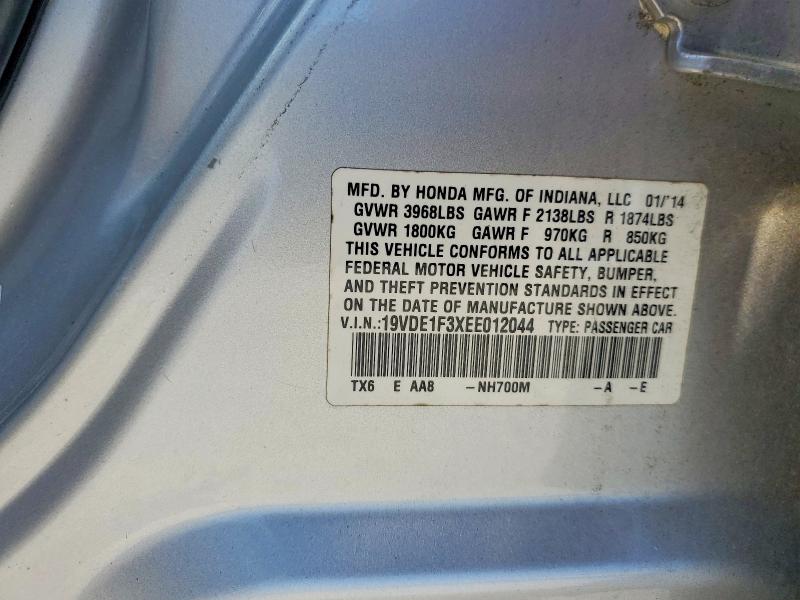 58179626 :رقم المزاد ، 19VDE1F3XEE012044 vin ، 2014 Acura Ilx مزاد بيع