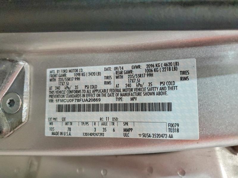 Aukcja sprzedaży 2015 Ford Escape, vin: 1FMCU0F78FUA20869, numer aukcji: 57783876