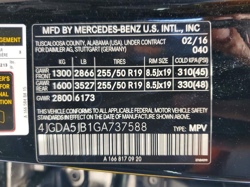 Продаж на аукціоні авто 2016 Mercedes-benz Gle, vin: 4JGDA5JB1GA737588, номер лоту: 58953446