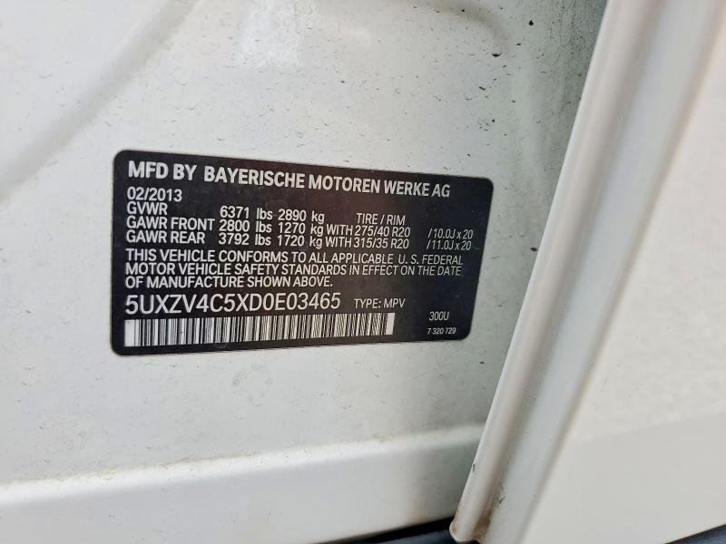 58491416 :رقم المزاد ، 5UXZV4C5XD0E03465 vin ، 2013 Bmw X5 مزاد بيع