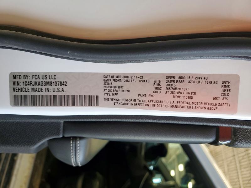 Продажа на аукционе авто 2021 Jeep Grand Cherokee, vin: 1C4RJKAG3M8137842, номер лота: 53835286