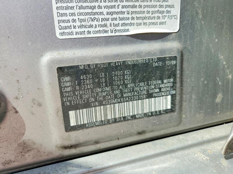 57938556 :رقم المزاد ، 4S3BMDK65A2230158 vin ، 2010 Subaru Legacy مزاد بيع