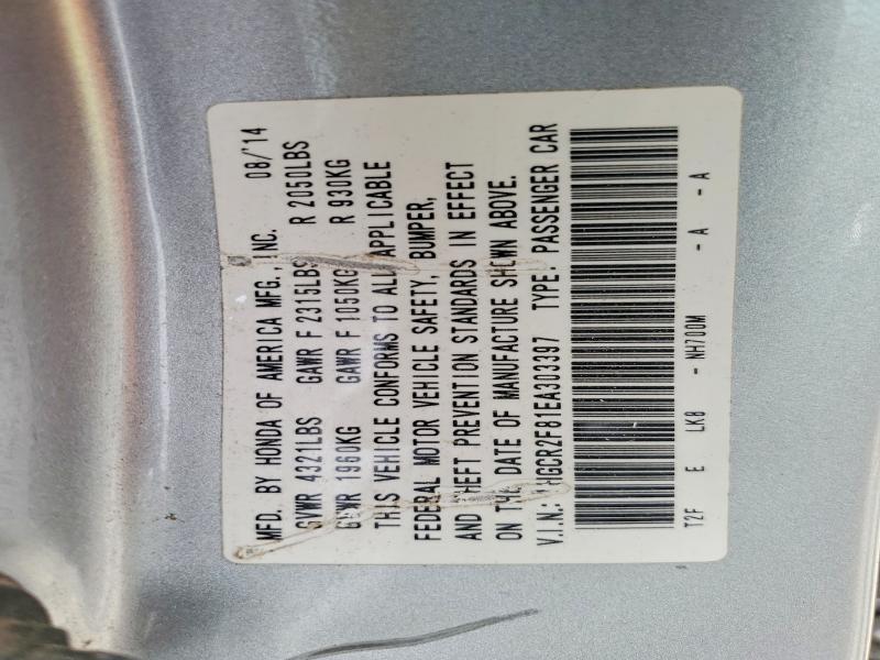 Auction sale of the 2014 Honda Accord, vin: 1HGCR2F81EA303397, lot number: 56100986