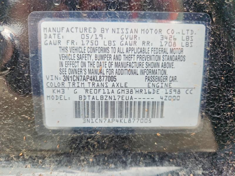 Aukcja sprzedaży 2019 Nissan Versa, vin: 3N1CN7AP4KL877005, numer aukcji: 58144616
