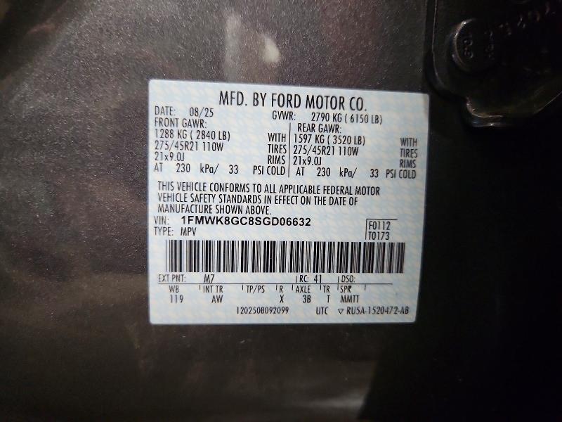 Aukcja sprzedaży 2025 Ford Explorer, vin: 1FMWK8GC8SGD06632, numer aukcji: 56860196