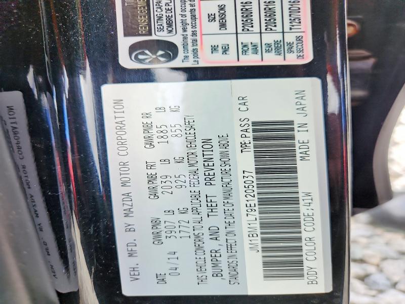 57493506 :رقم المزاد ، JM1BM1L79E1205037 vin ، 2014 Mazda 3 مزاد بيع