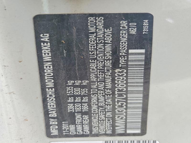 Aukcja sprzedaży 2012 Mini Cooper, vin: WMWSU3C57CT366933, numer aukcji: 57319046