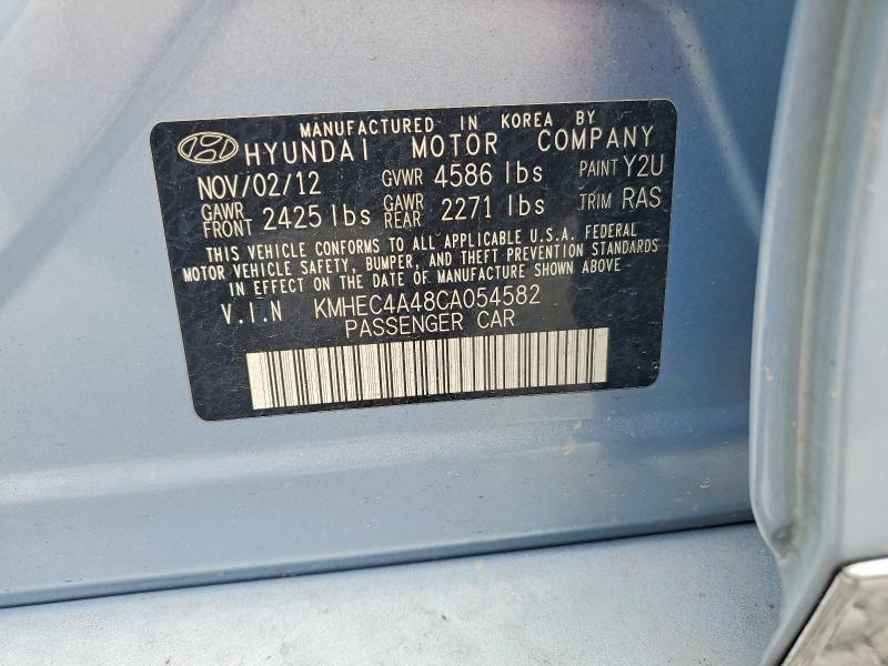 Aukcja sprzedaży 2012 Hyundai Sonata, vin: KMHEC4A48CA054582, numer aukcji: 55864726