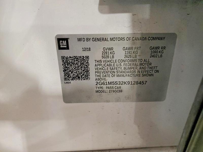 57230076 :رقم المزاد ، 2G61M5S32K9128457 vin ، 2019 Cadillac Xts مزاد بيع