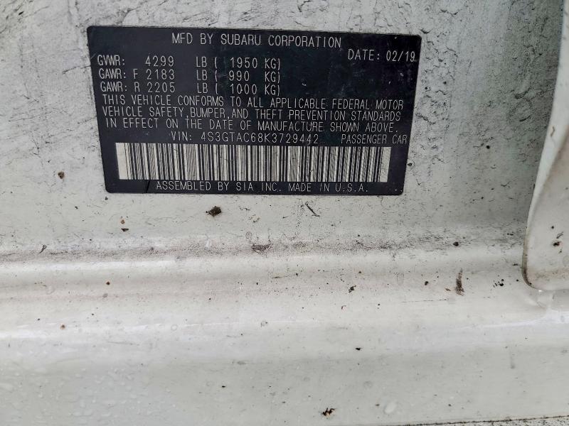 58553486 :رقم المزاد ، 4S3GTAC68K3729442 vin ، 2019 Subaru Impreza مزاد بيع