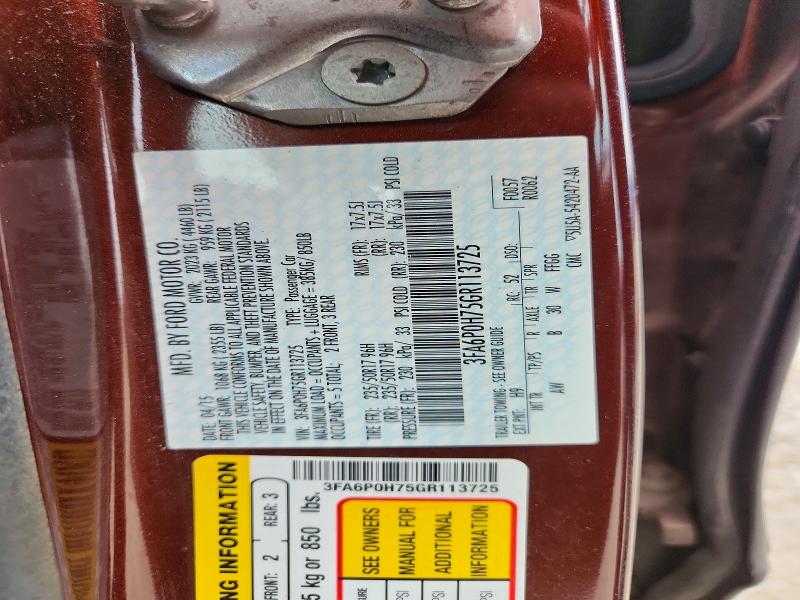 57587416 :رقم المزاد ، 3FA6P0H75GR113725 vin ، 2016 Ford Fusion مزاد بيع