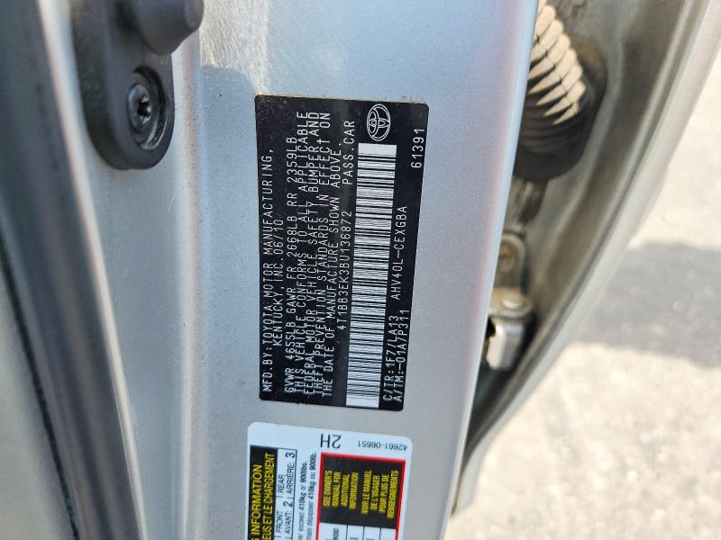 85613145 :رقم المزاد ، 4T1BB3EK3BU136872 vin ، 2011 Toyota Camry مزاد بيع