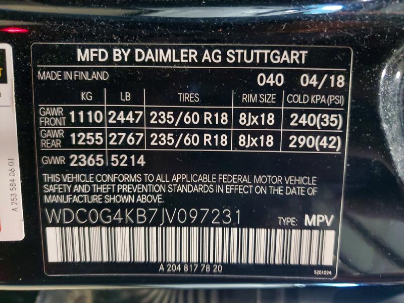 Продажа на аукционе авто 2018 Mercedes-benz Glc, vin: WDC0G4KB7JV097231, номер лота: 55657816