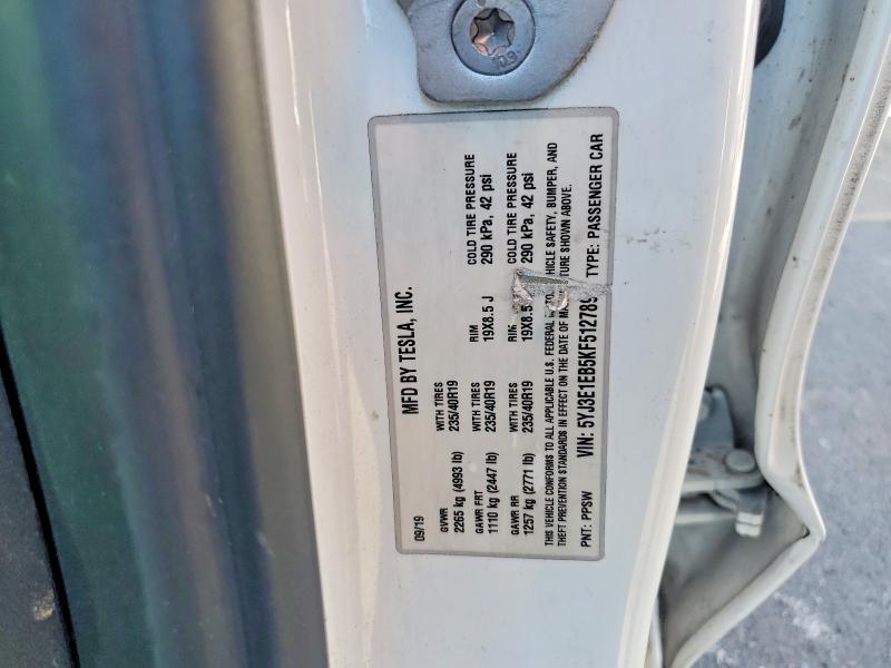 56042406 :رقم المزاد ، 5YJ3E1EB5KF512789 vin ، 2019 Tesla Model 3 مزاد بيع