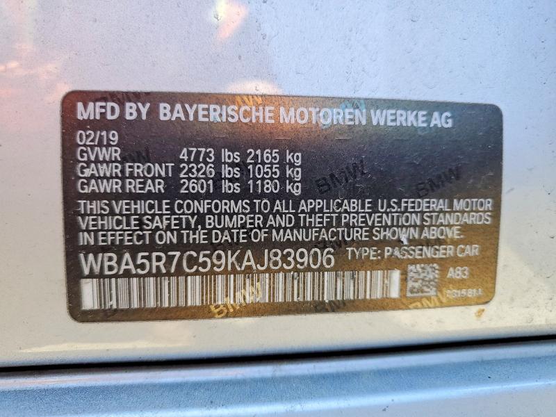 Aukcja sprzedaży 2019 Bmw 330xi, vin: WBA5R7C59KAJ83906, numer aukcji: 58882926